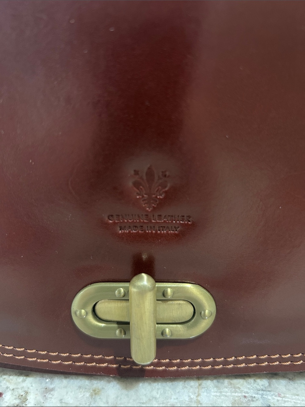 Italian Leather Saddle Crossbody Bag with Gold Hardware - Picture 4 of 6